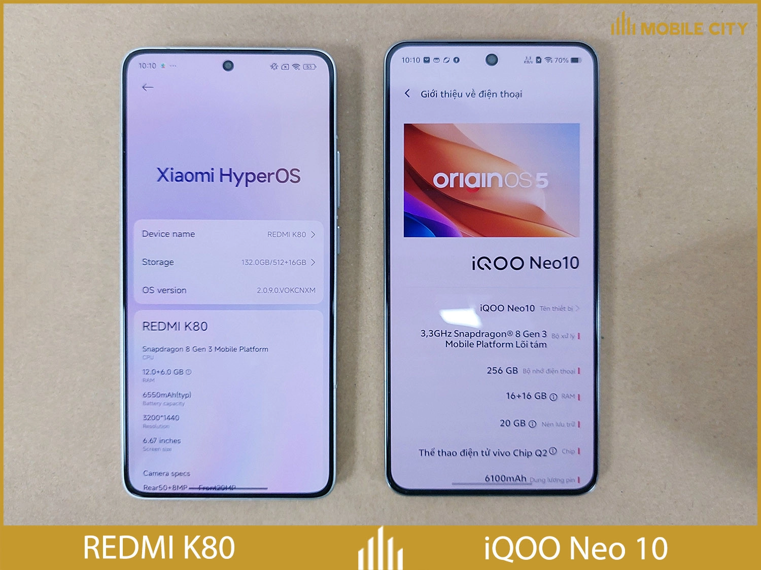 REDMI K80 vs iQOO Neo 10 đều  có RAM và ROM tương đồng nhau