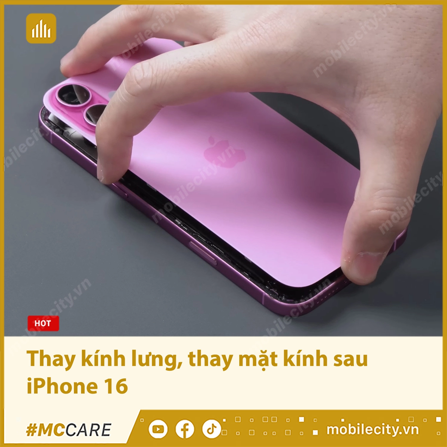 Thay kính lưng, thay mặt kính sau iPhone 16