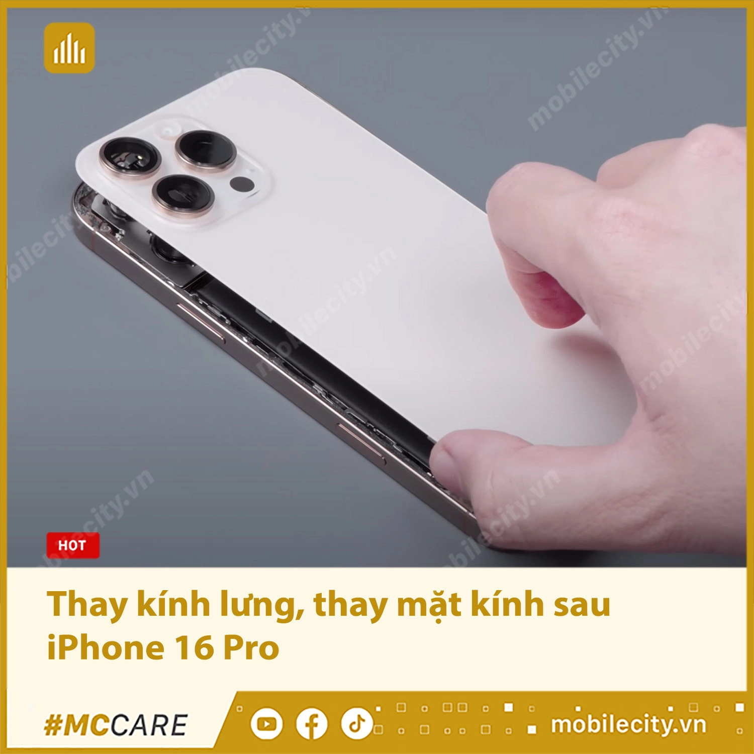 Thay kính lưng, thay mặt kính sau iPhone 16 Pro