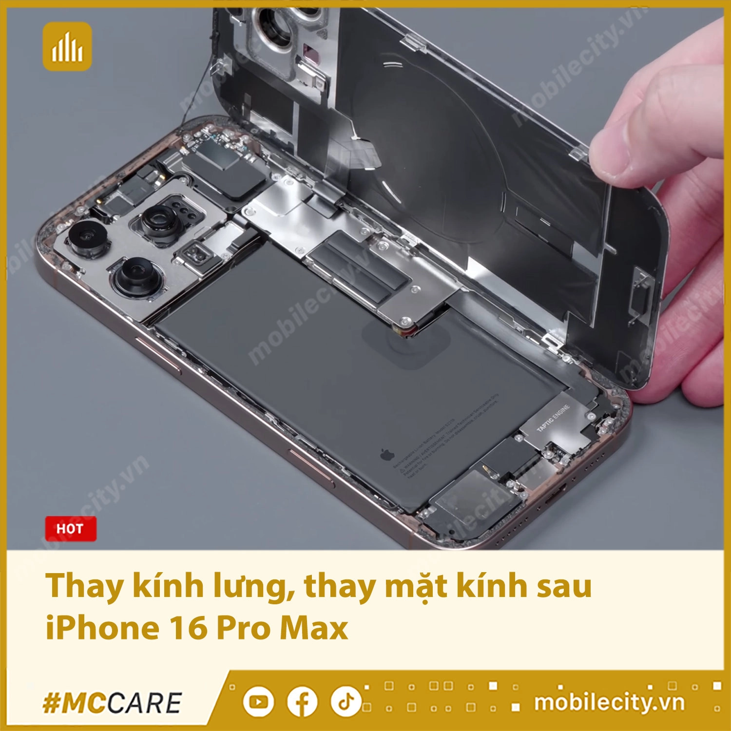 Thay kính lưng, thay mặt kính sau iPhone 16 Pro Max