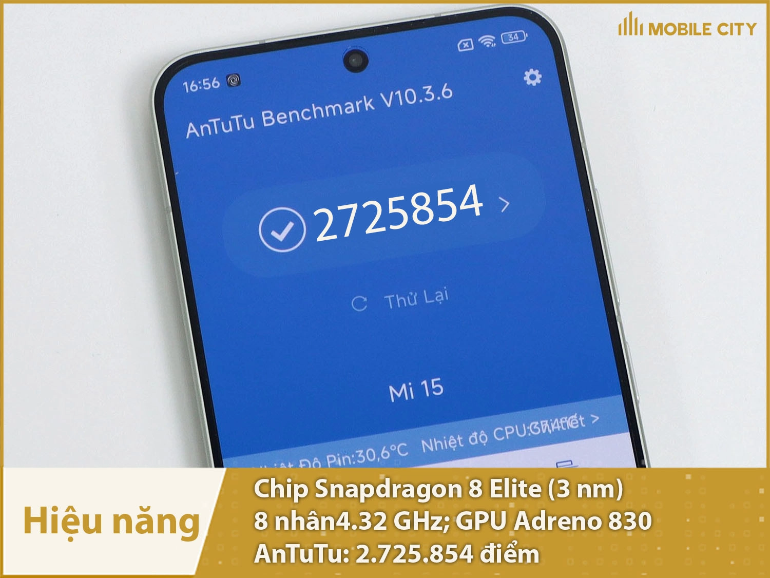 Xiaomi 15 có hiệu năng siêu mạnh mẽ với hơn 2,73 triệu điểm AnTuTu