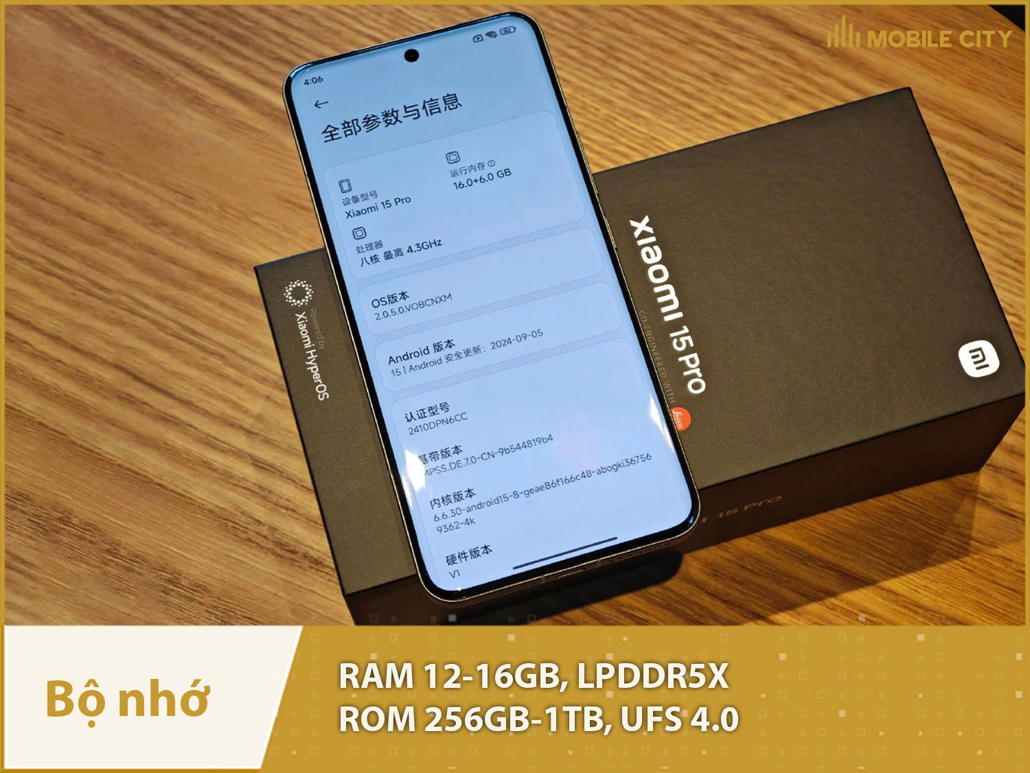 Xiaomi 15 Pro có RAM 12-16GB, ROM 256GB-1GB