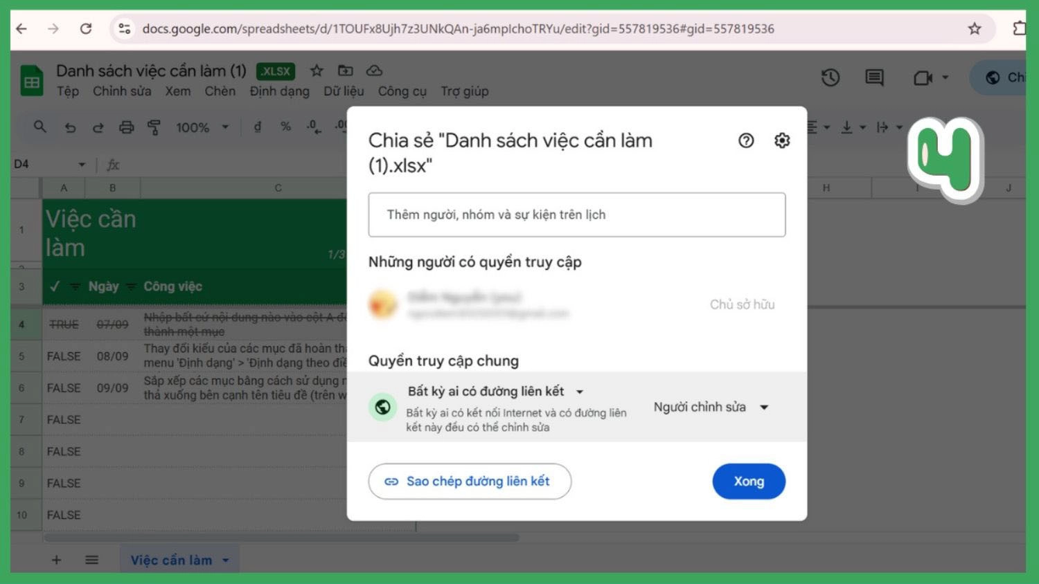 File Excel sẽ được tự động chuyển đổi sang định dạng Google Sheet