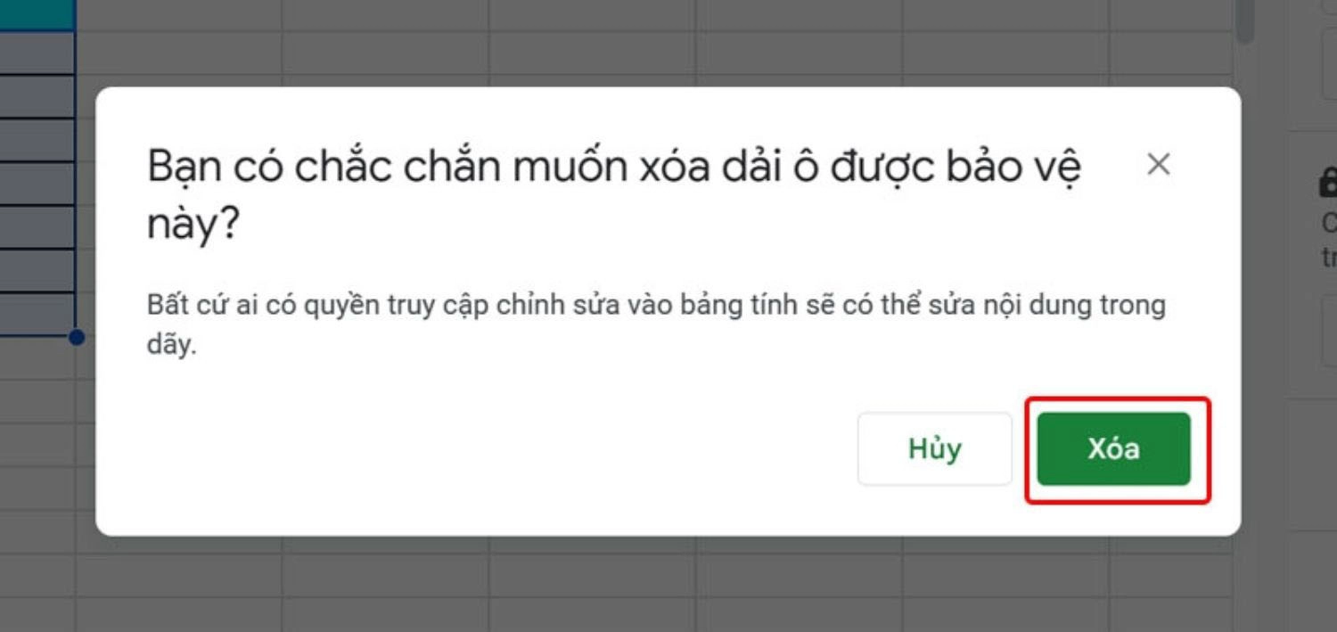 Chọn Xóa để hoàn tất thao tác