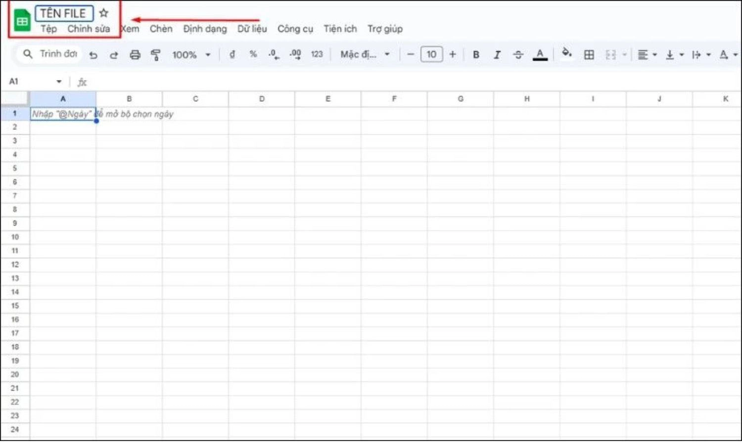 Truy cập Google Sheet > Đặt tên file