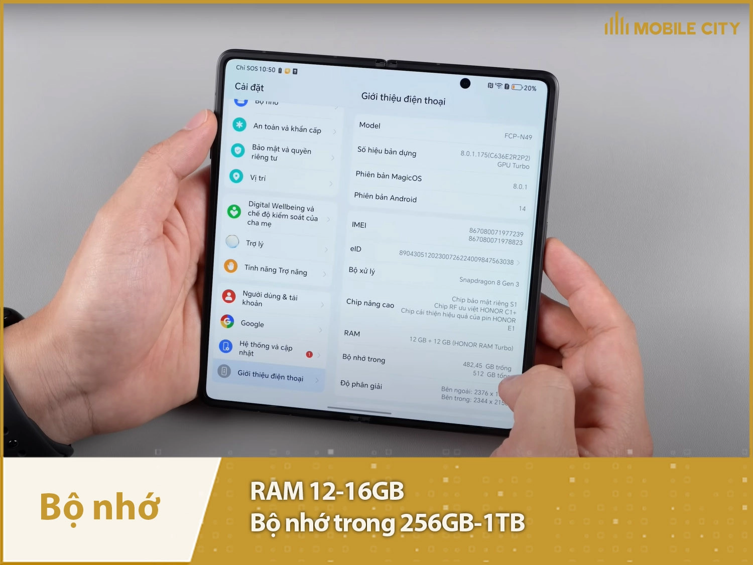 Honor Magic V3 có RAM 12-16GB & Bộ nhớ trong 256GB-1TB