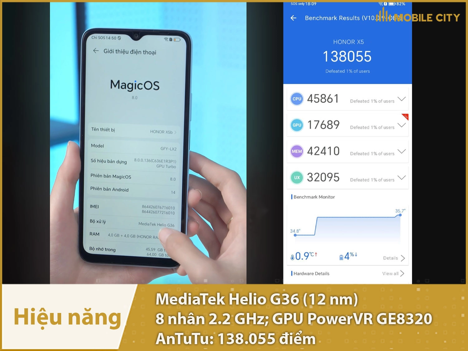 Hiệu năng khá mượt mà với 138.055 điểm AnTuTu