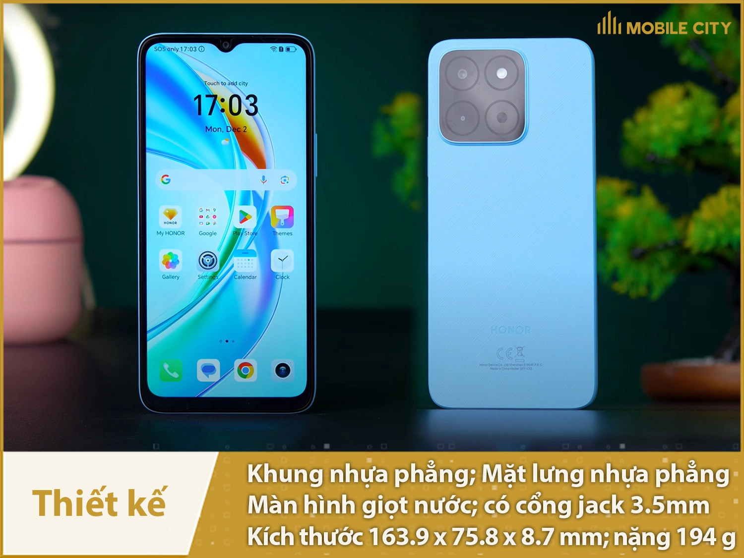 Thiết kế Honor X5b vuông vức, khá tinh tế