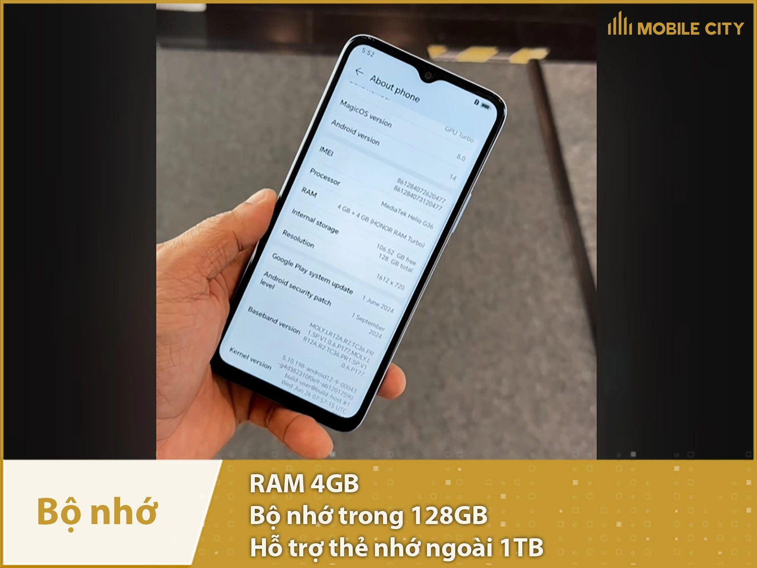 Honor X5b Plus có bộ nhớ 4-128GB và thẻ nhớ tối đa 1TB