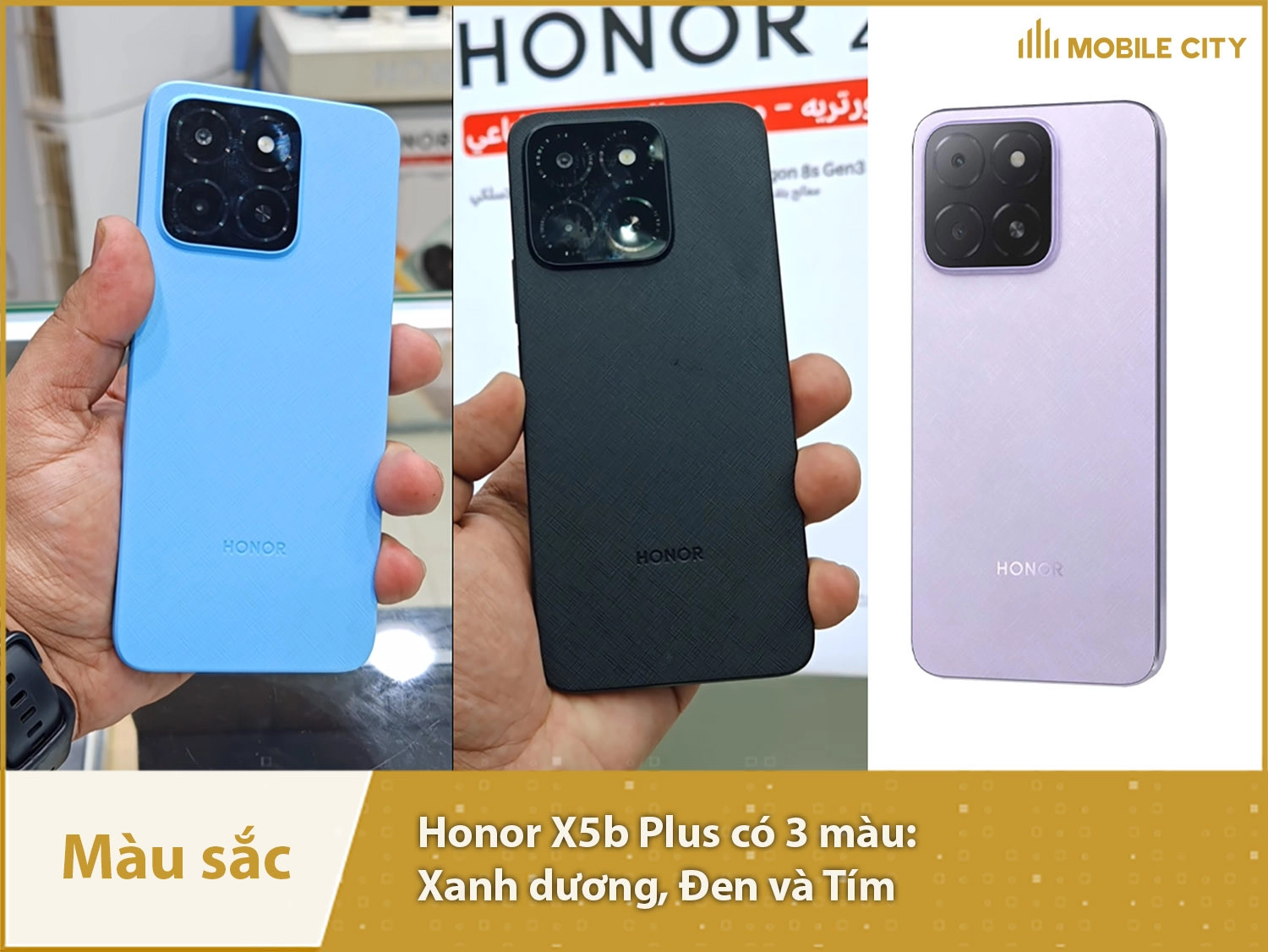 Honor X5b Plus có 3 màu: Xanh dương, Đen và Tím