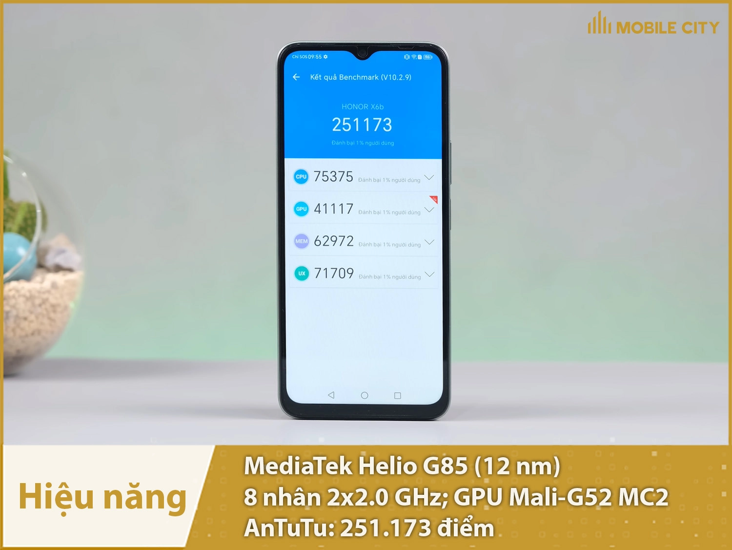 Hiệu năng Honor X6b mượt mà với 251.173 điểm AnTuTu