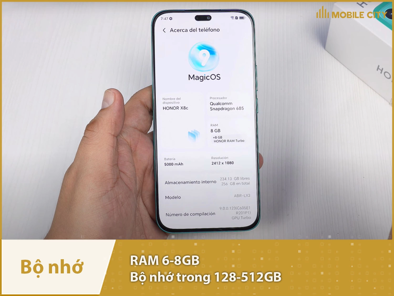 Honor X8c có RAM 6-8GB & Bộ nhớ trong 128-512GB