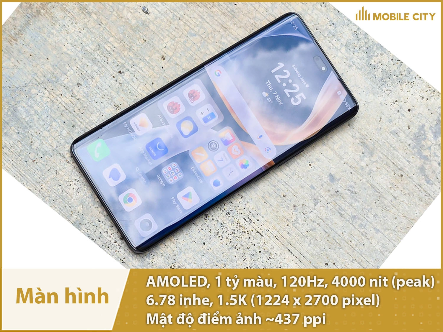 Màn hình AMOLED cong, 1.5K hiển thị cực đẹp