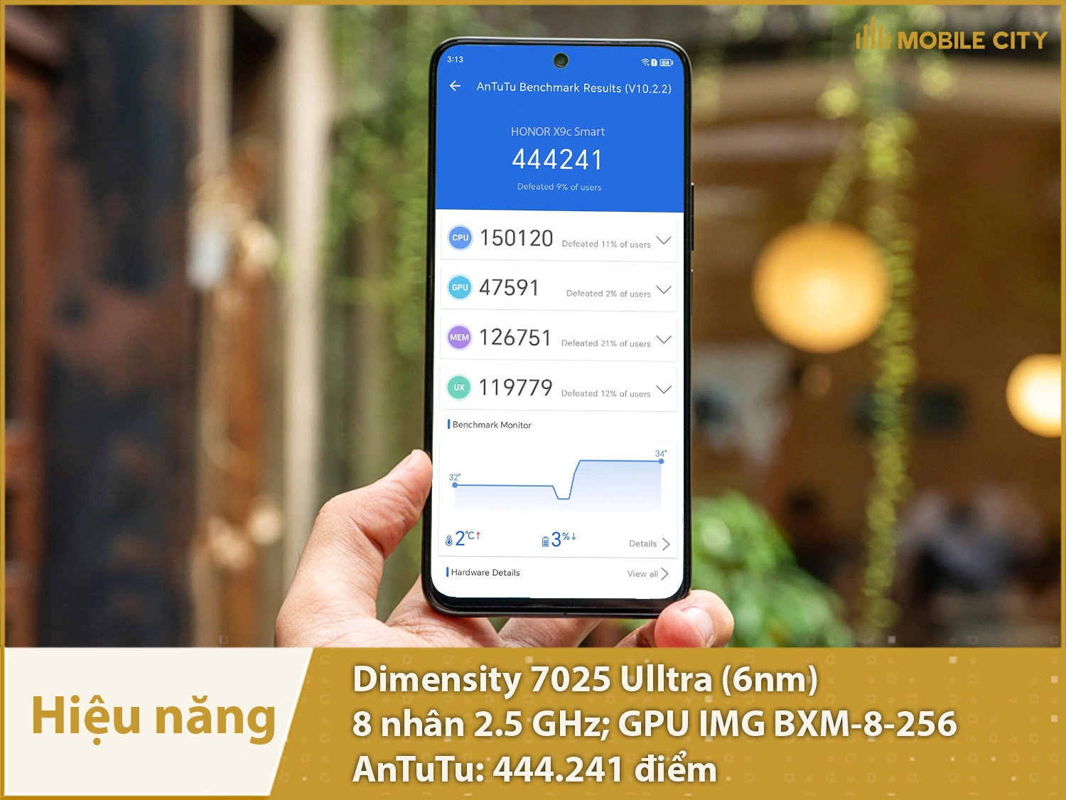 Hiệu năng Honor X9C Smart mượt mà với 444.241 điểm AnTuTu