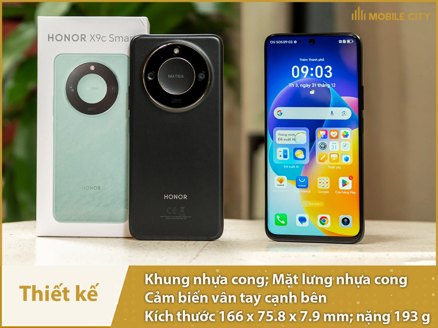 Thiết kế Honor X9C Smart bo cong, dễ cầm nắm