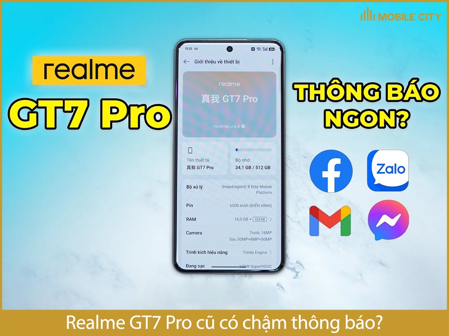 Realme GT7 Pro cũ có chậm thông báo không?