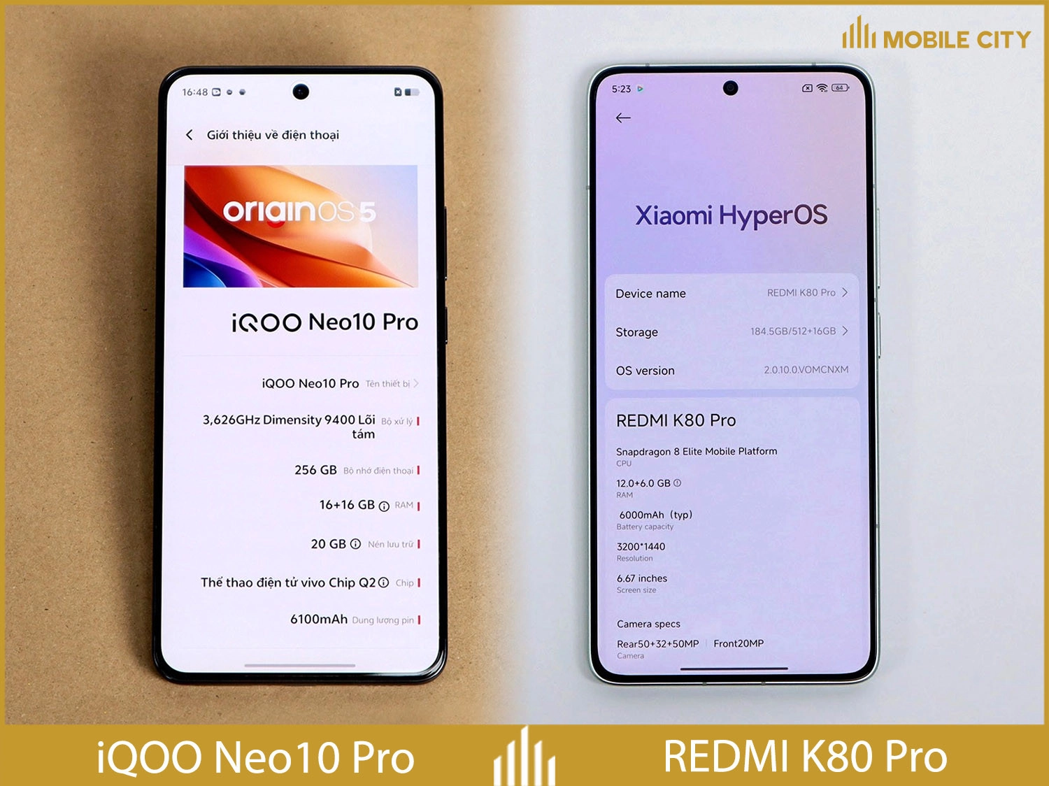 iQOO Neo 10 Pro và REDMI K80 Pro đều có RAM 12-16GB và ROM 256GB-1TB