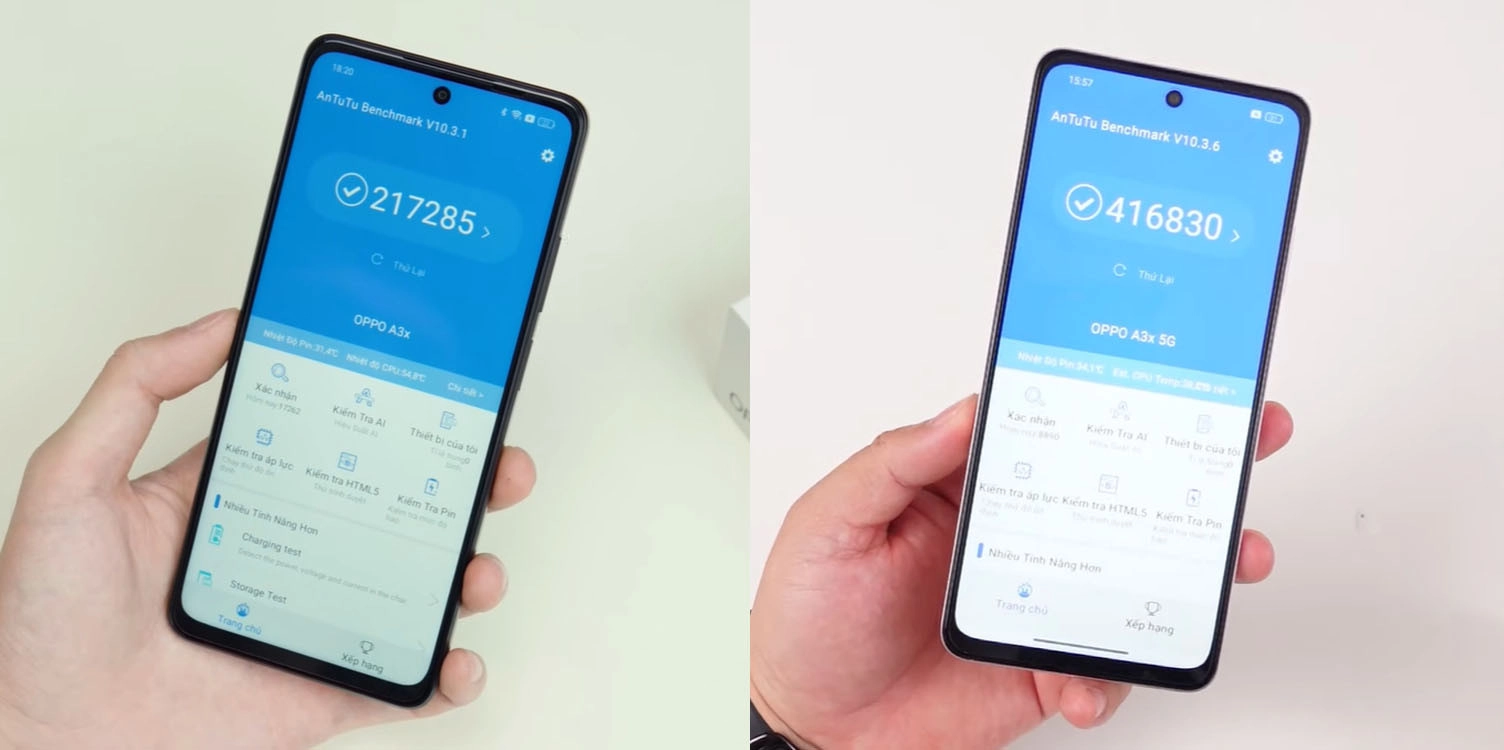 so sánh OPPO A3x Chính hãng vs OPPO A3x 5G: Hiệu năng
