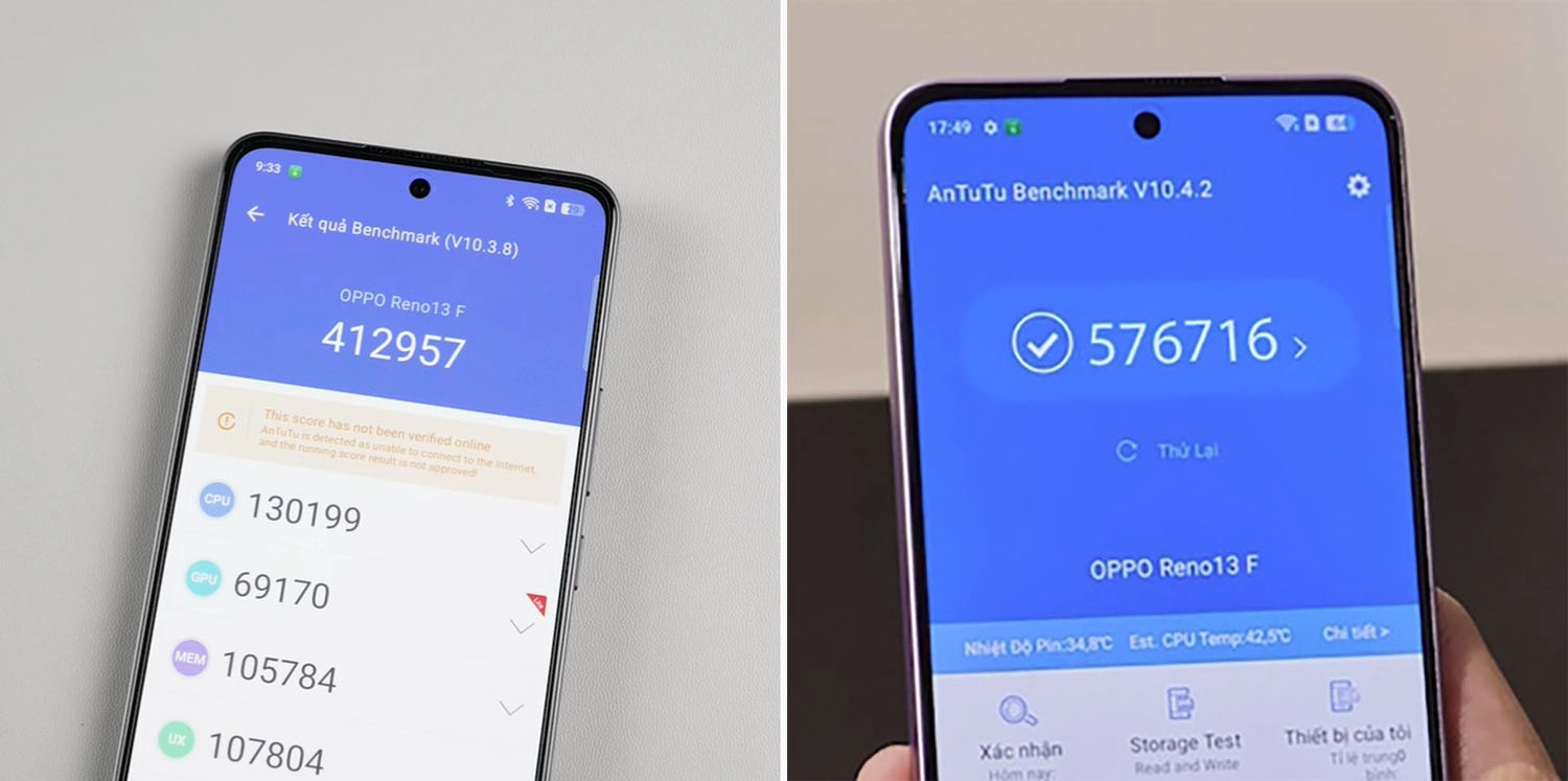 So sánh OPPO Reno13 F vs OPPO Reno13 F 5G: Hiệu năng