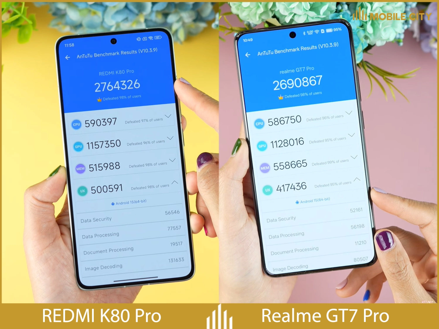 So sánh hiệu năng REDMI K80 Pro vs Realme GT7 Pro