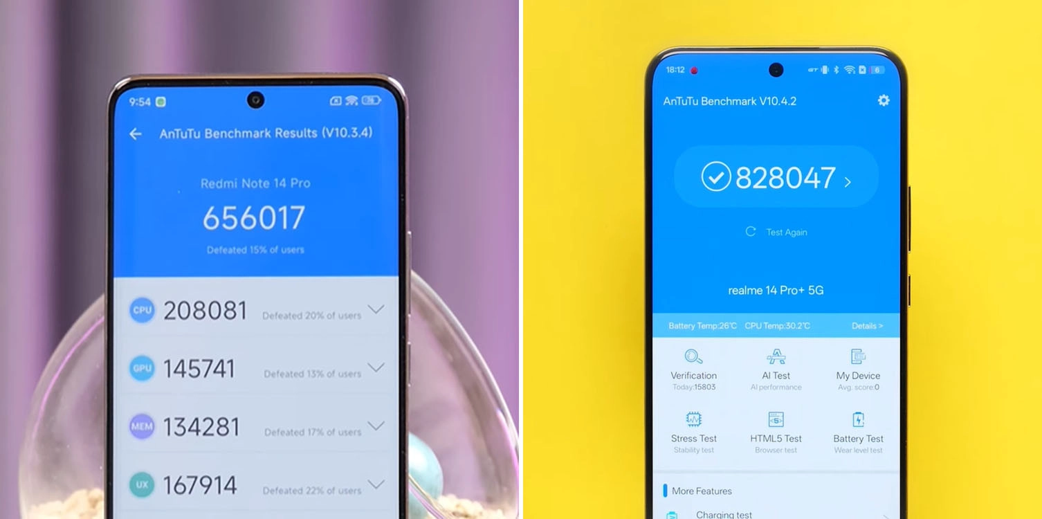 So sánh REDMI Note 14 Pro Chính hãng vs Realme 14 Pro Plus: Hiệu năng