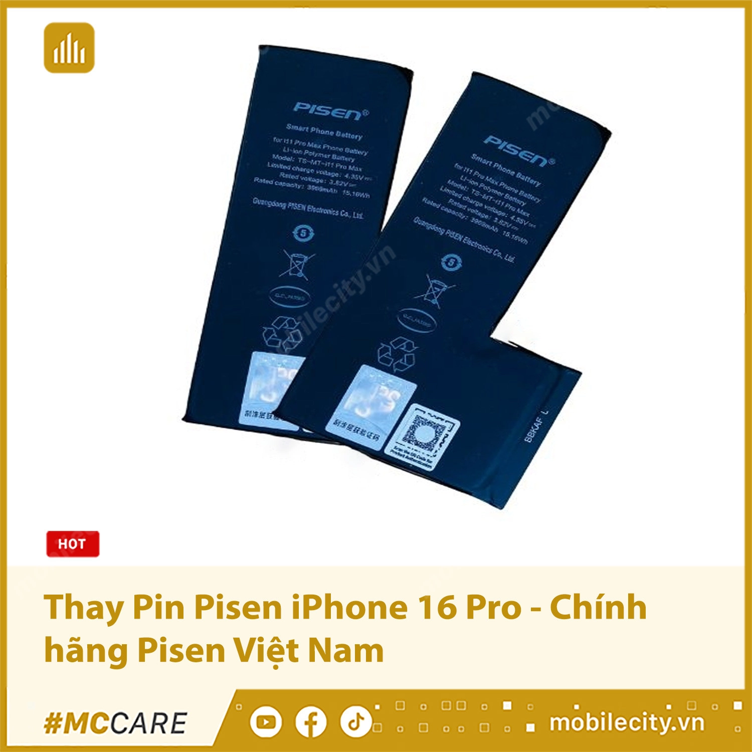 Thay Pin Pisen iPhone 16 Pro - Chính hãng Pisen Việt Nam