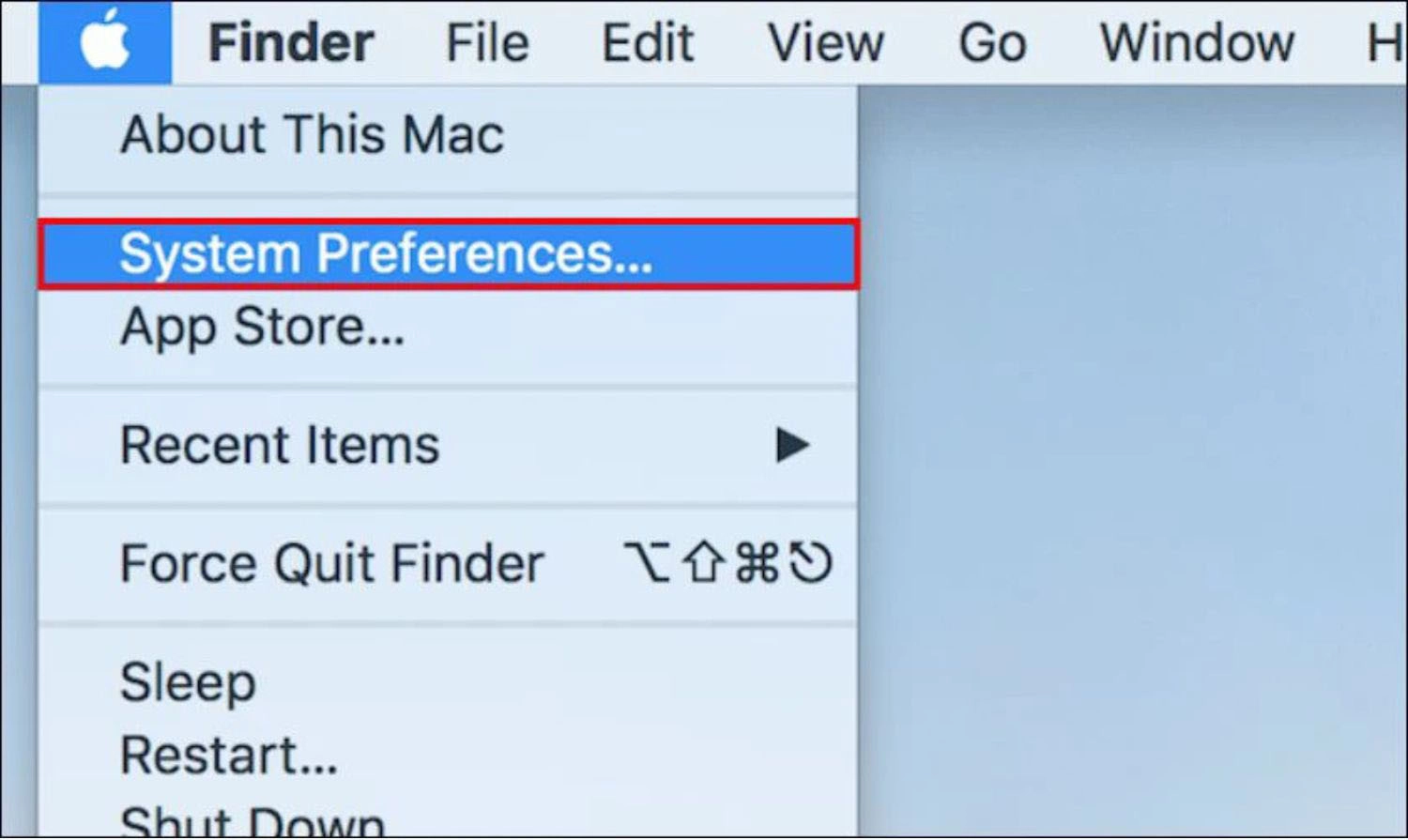 Chọn System Preferences…