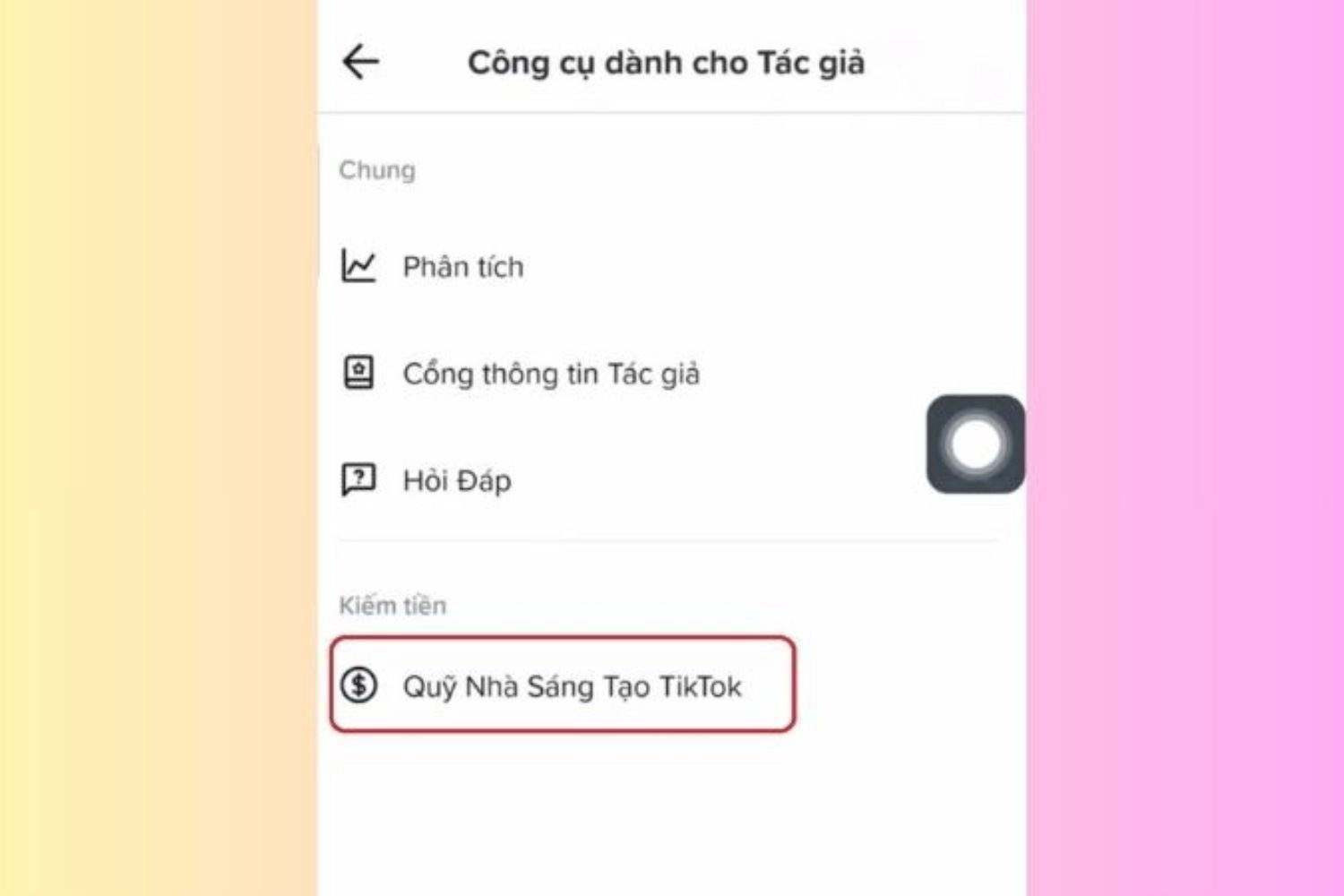 Chọn Quỹ nhà sáng tạo TikTok > Đồng ý với thỏa thuận