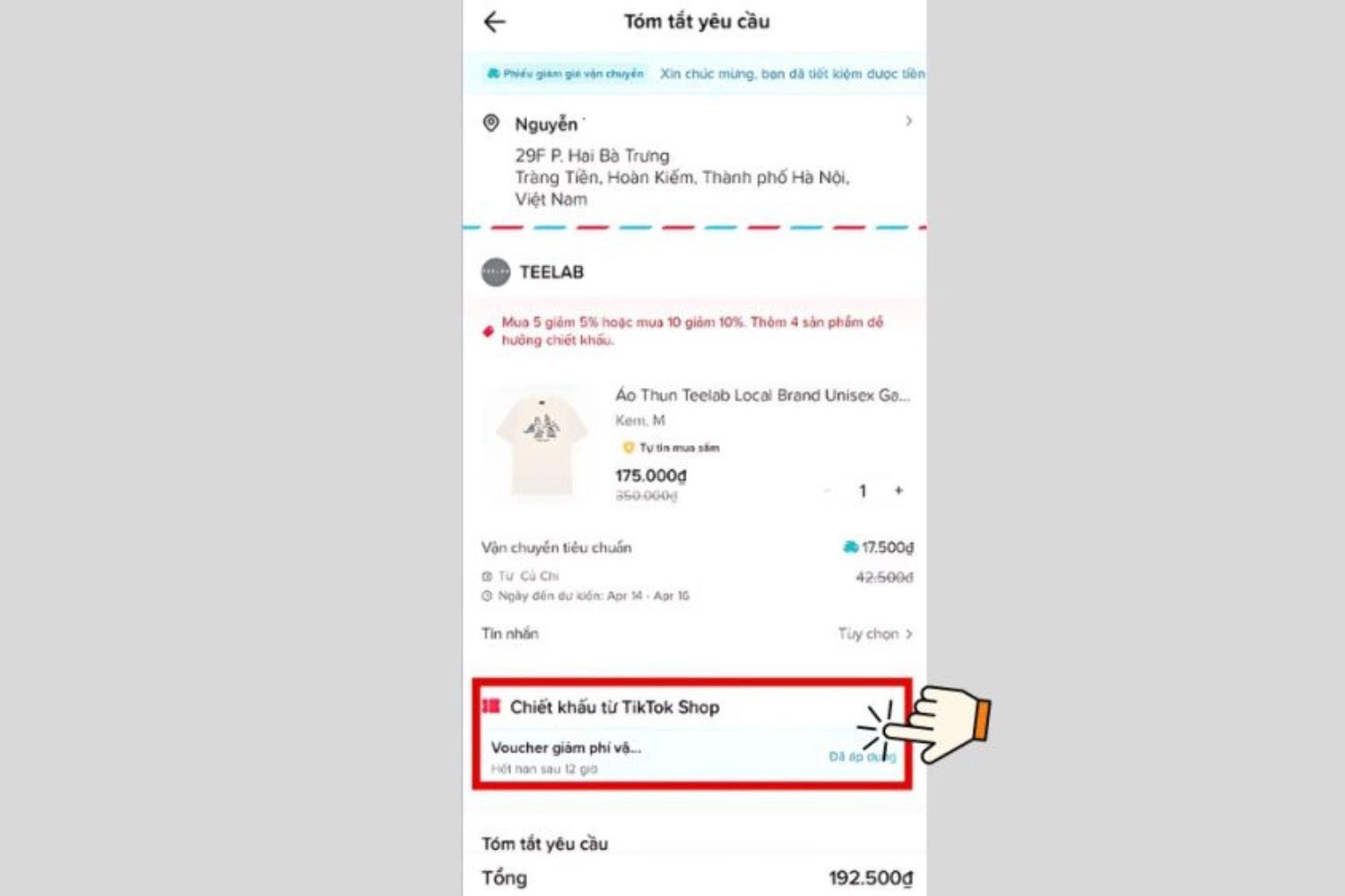 Áp dụng các ưu đãi giảm giá từ TikTok Shop 