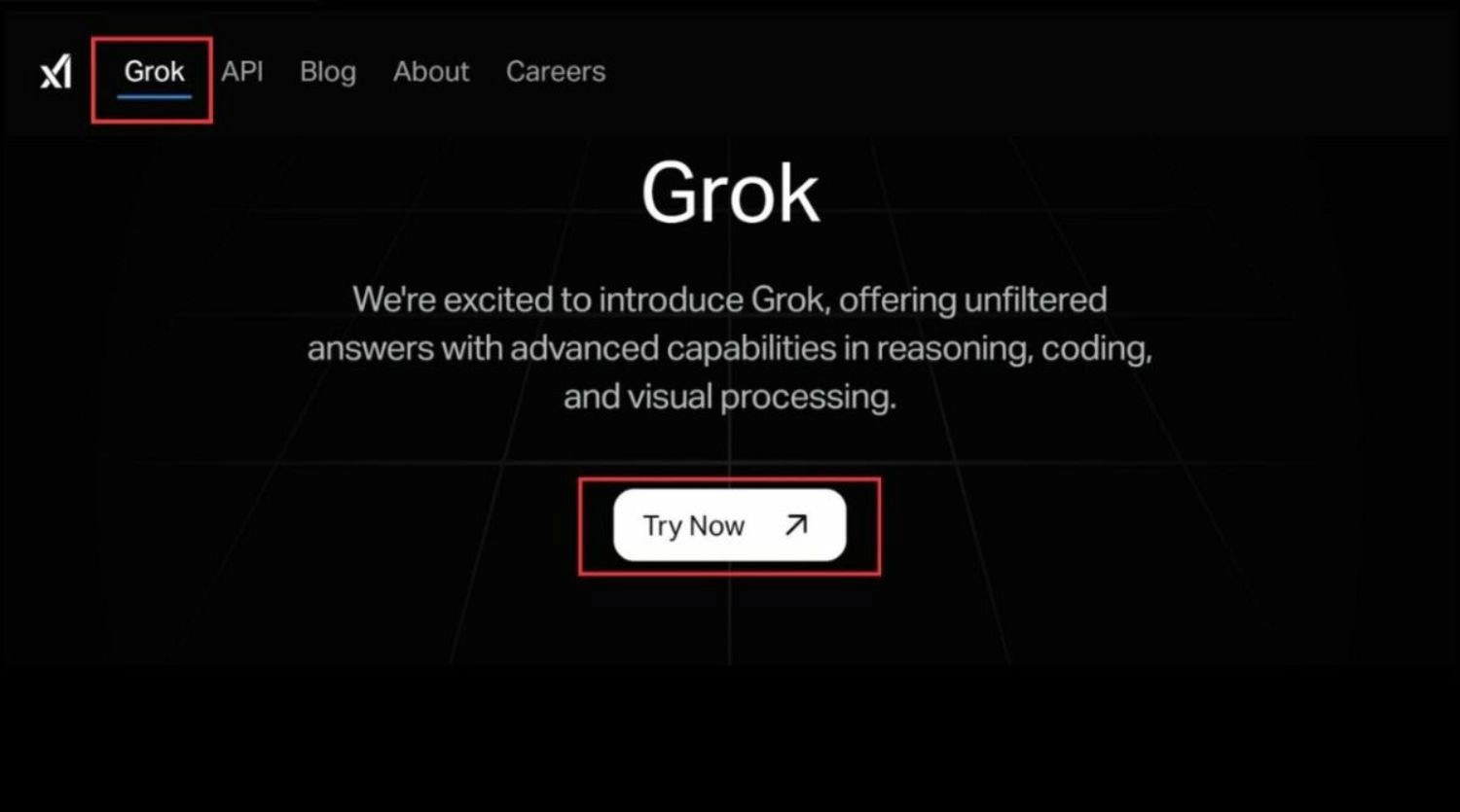 Grok > Chọn Try Now