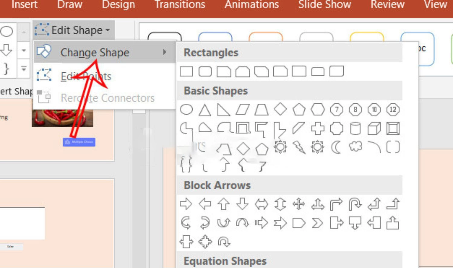 Chọn Edit Shape