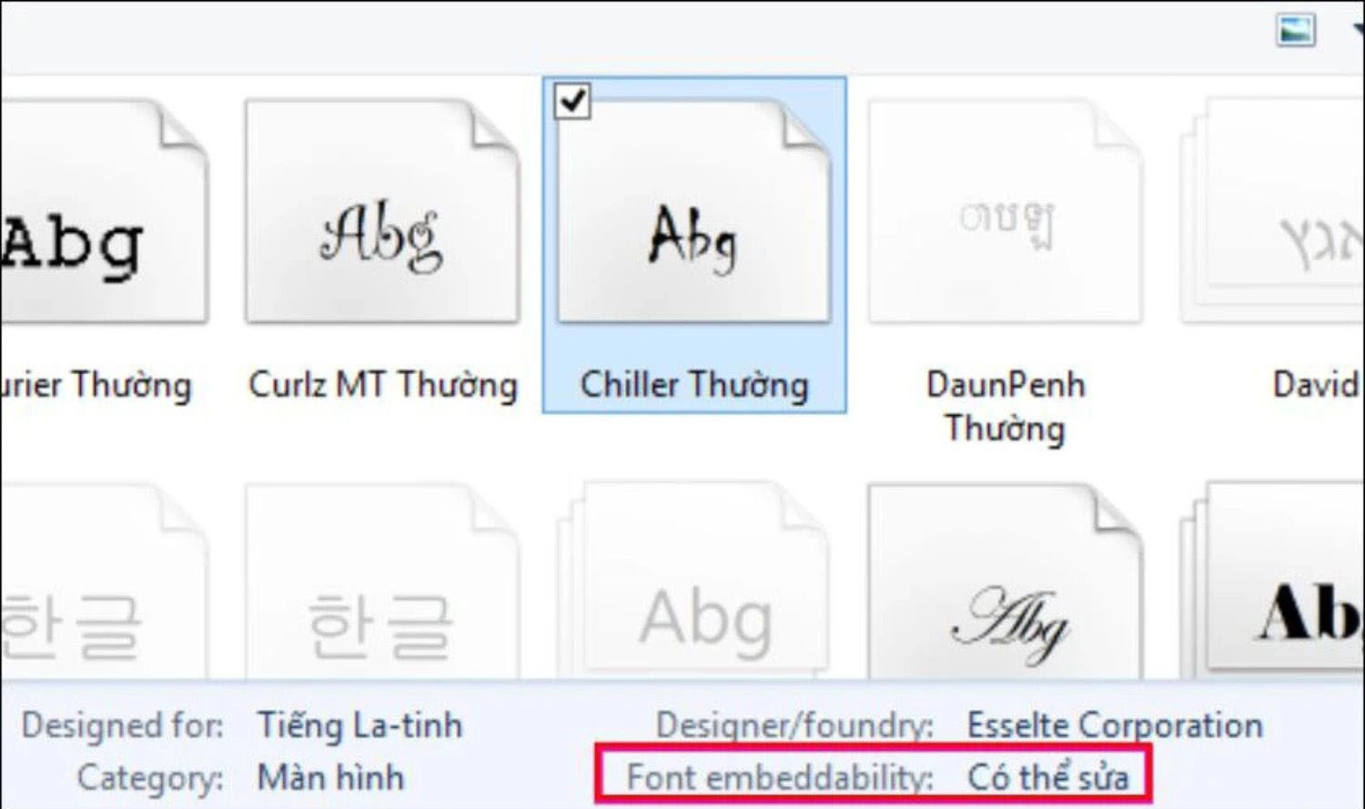 Những font chữ nào có thể được nhúng trong PowerPoint?