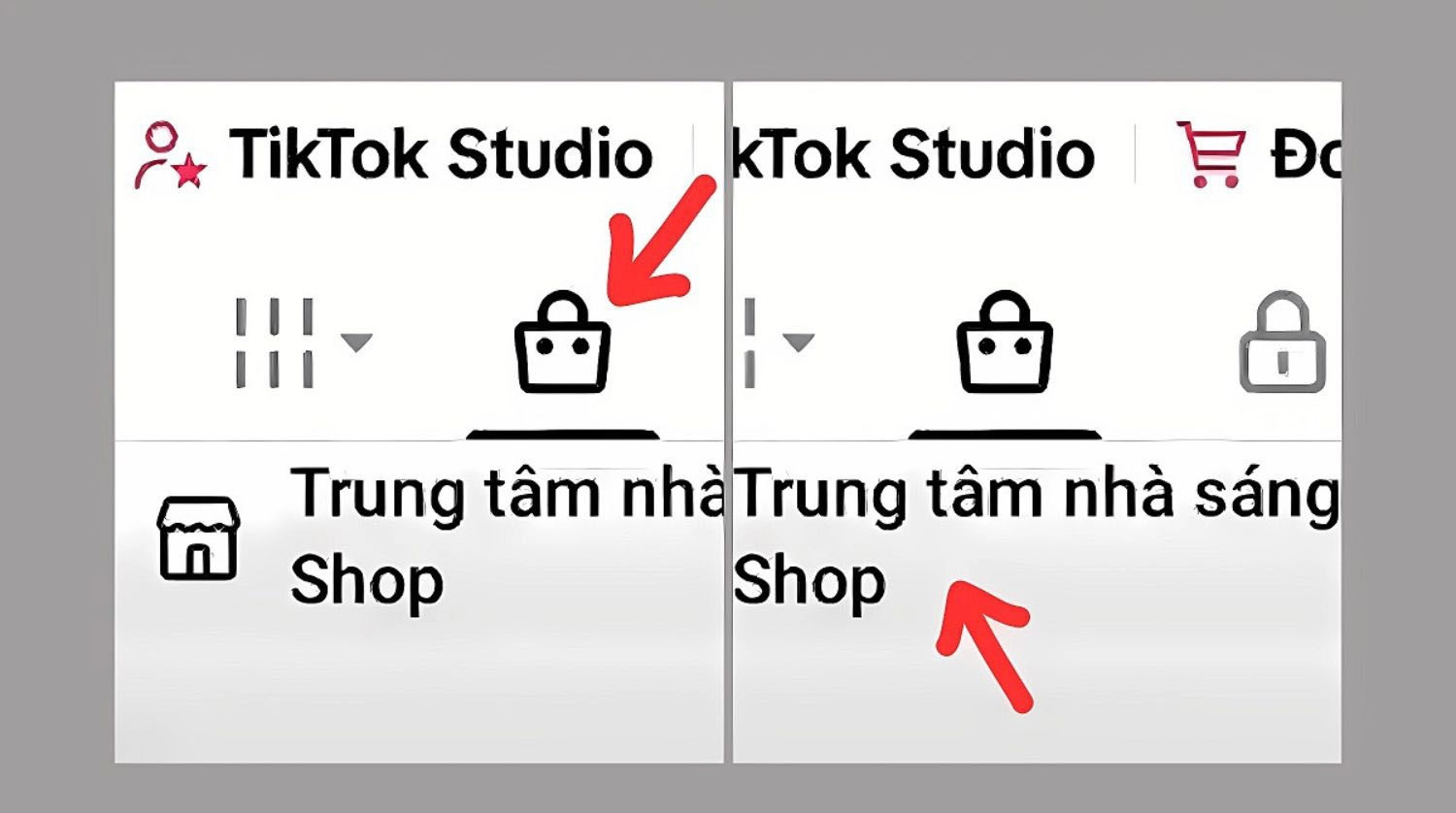 Chọn biểu tượng TikTok Shop > Nhấn chọn Trung tâm nhà sáng tạo TikTok Shop