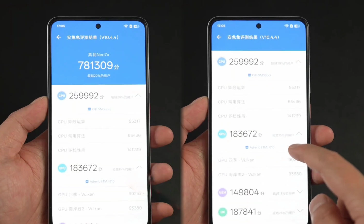 Hiệu năng Realme Neo7x AnTuTu 781.301