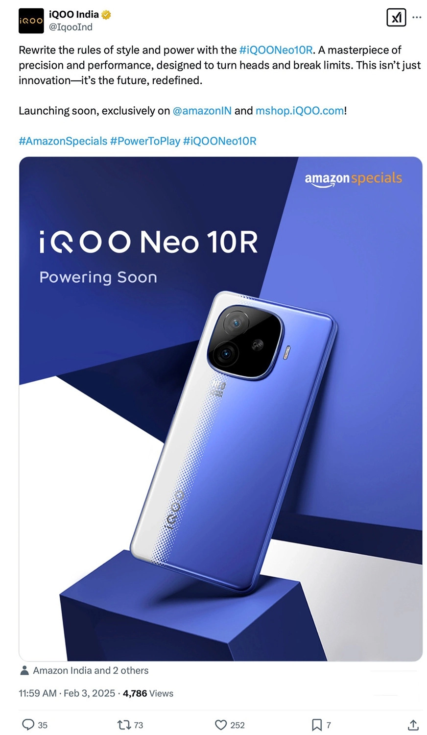 iQOO đã chính thức công bố điện thoại di động iQOO Neo 10R của mình tại Ấn Độ