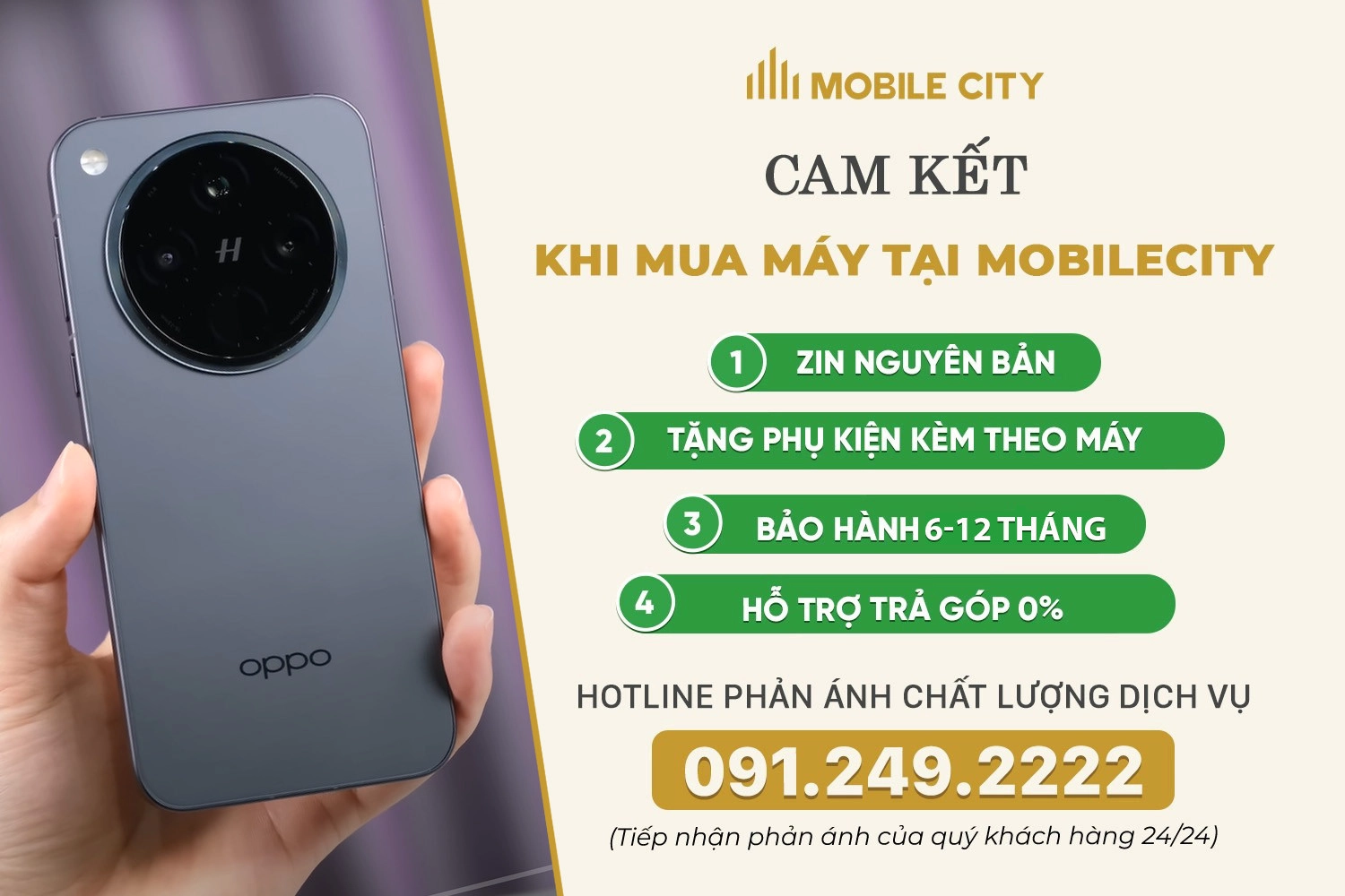 Cam kết khi mua OPPO Find X8 cũ tại MobileCity