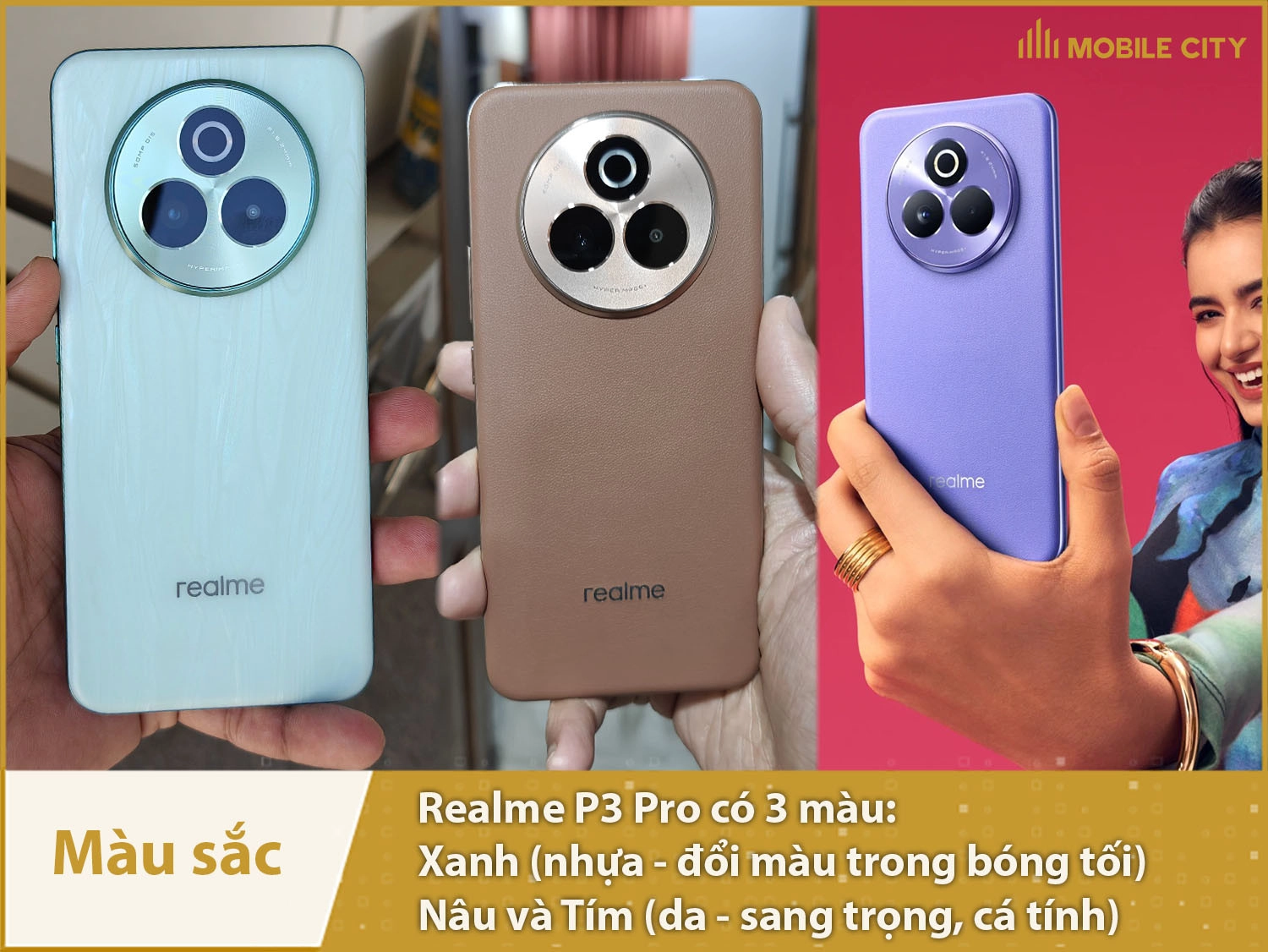 Realme P3 Pro có 3 màu sắc