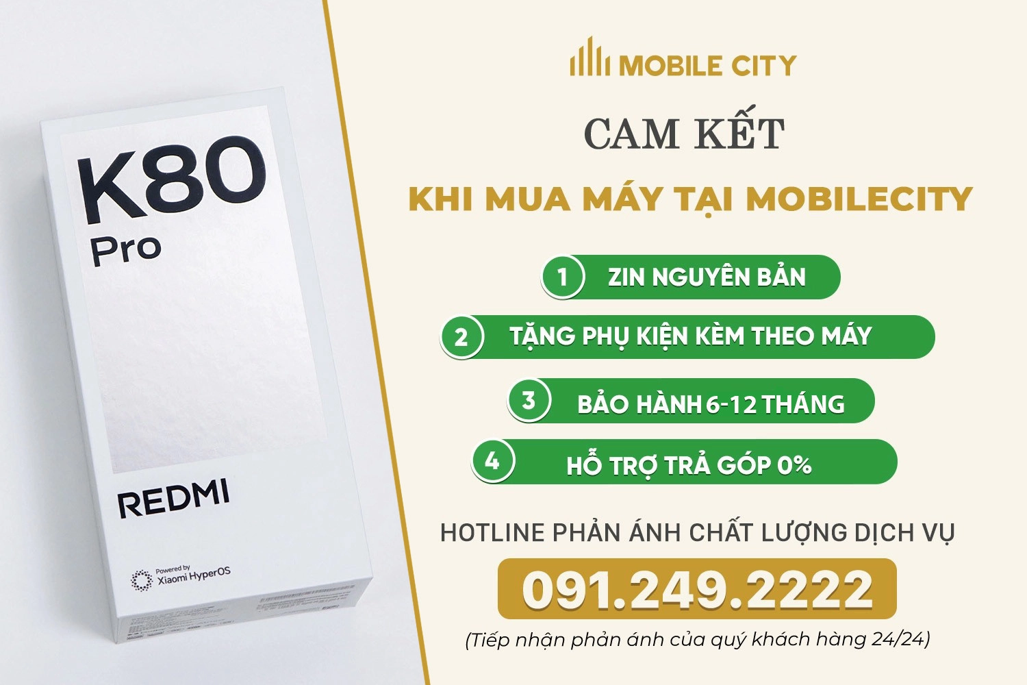 Cam kết mua REDMI K80 Pro cũ tại MobileCity