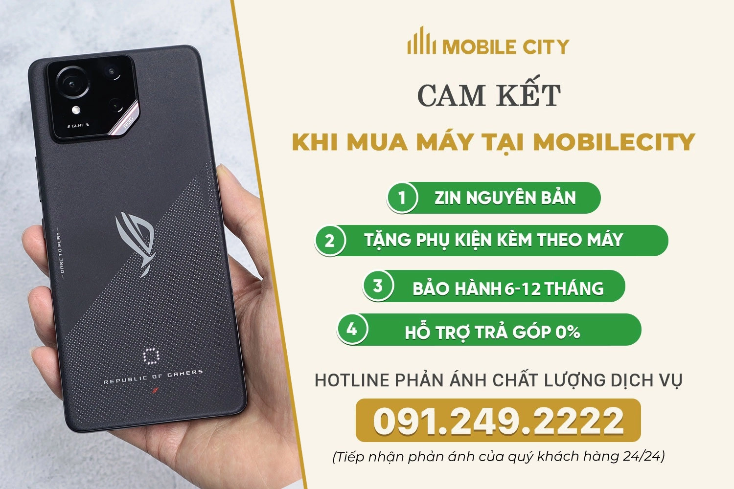 Cam kết khi mua ROG Phone 9 cũ tại MobileCity