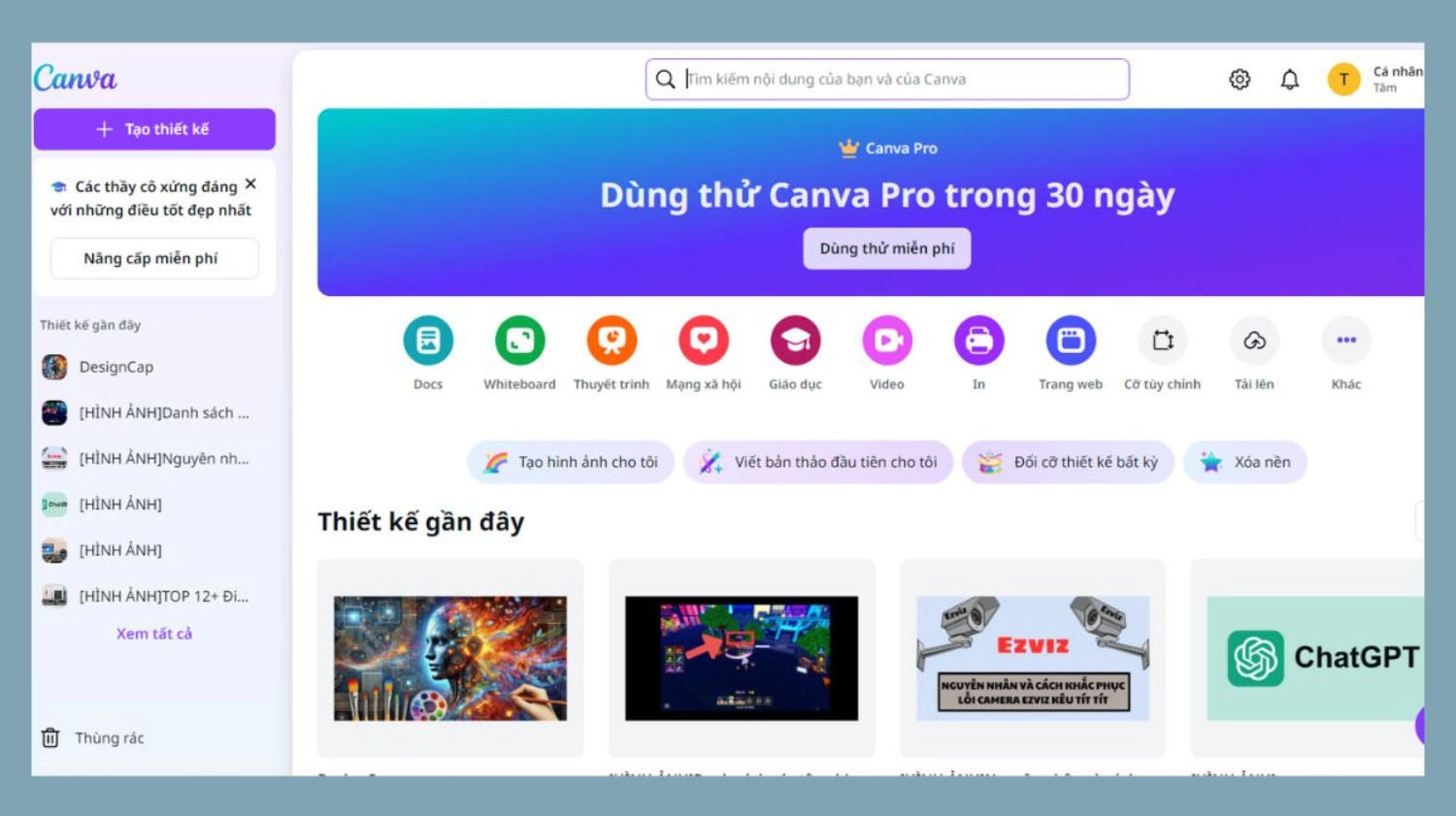 Truy cập Canva