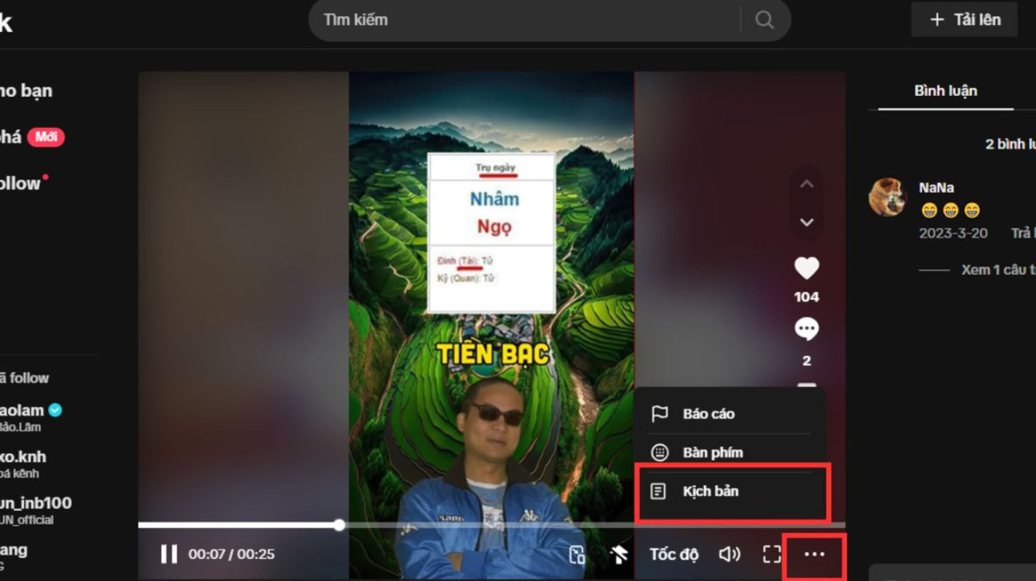 Chọn biểu tượng ba dấu chấm