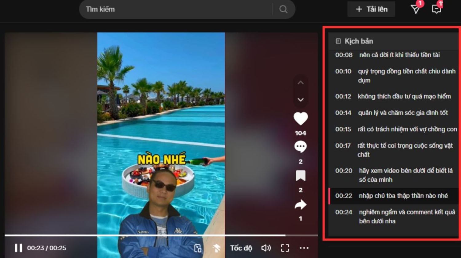 Chọn Kịch bản để bật phụ đề