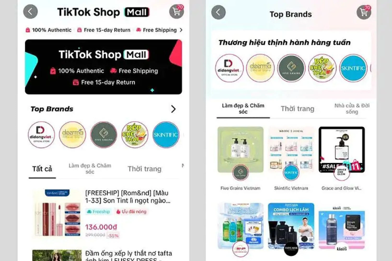 Tiêu chí gian hàng không đủ tiêu chuẩn đăng ký TikTok Shop Mall