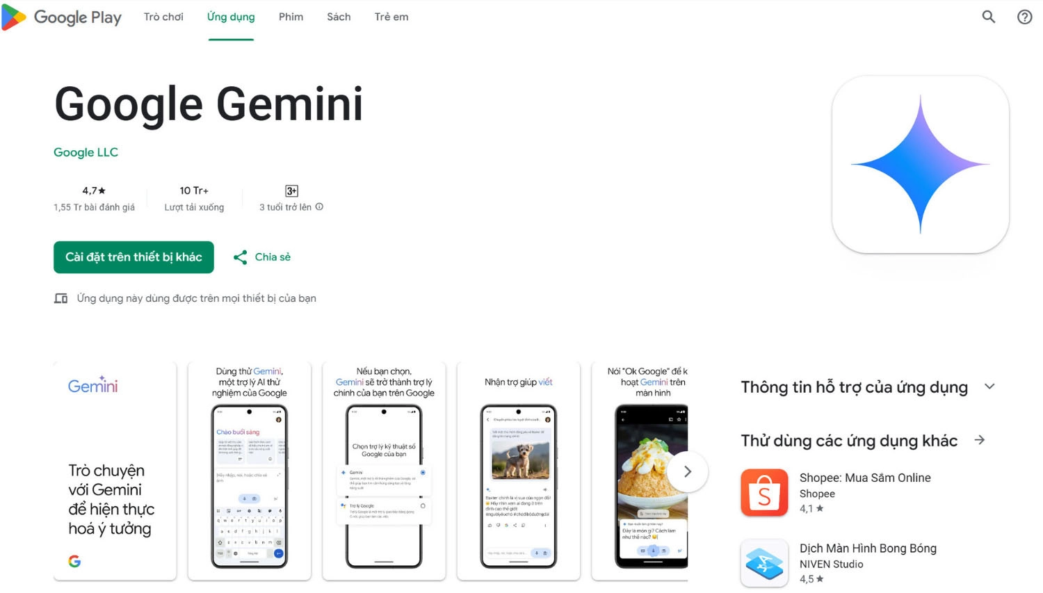 Cập nhật Google Gemini lên phiên bản mới nhất