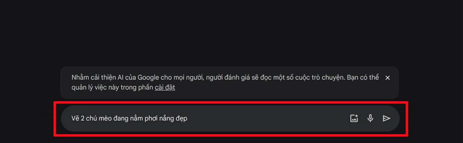 Truy cập trang chủ Google Gemini và nhập mô tả