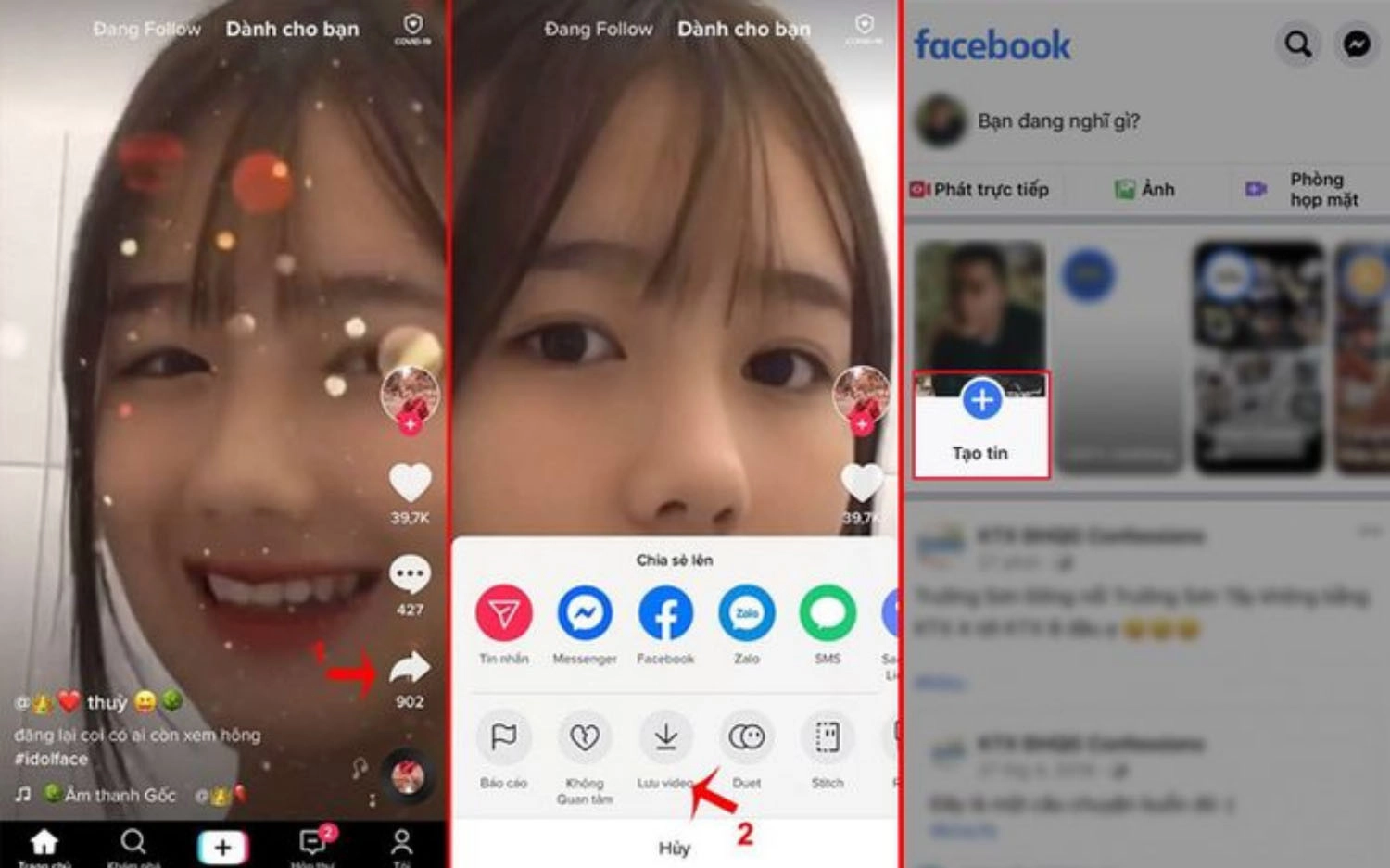 Cách chia sẻ video TikTok lên story Facebook