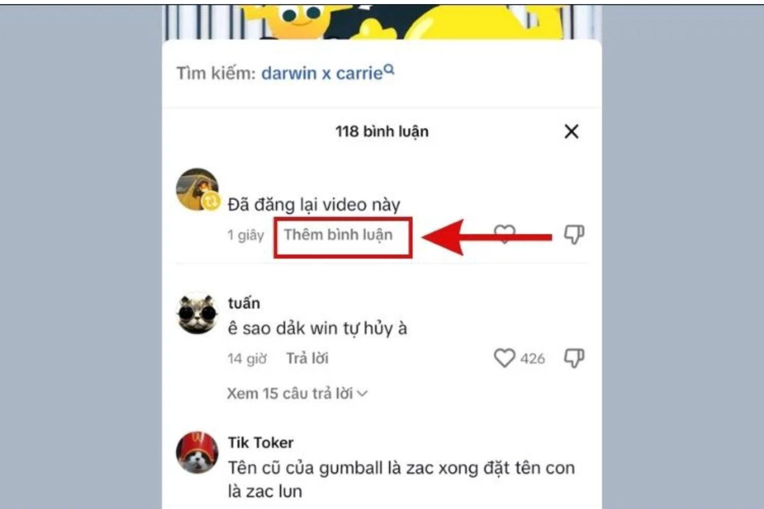  Chọn Thêm bình luận