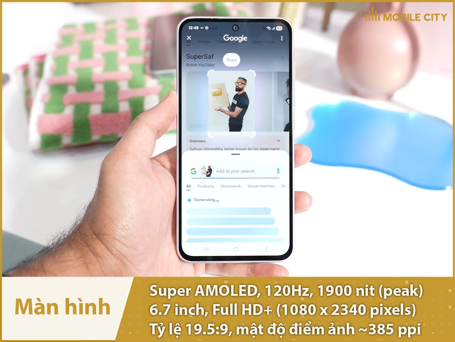 Màn hình Super AMOLED sống động, độ sáng 1900nit