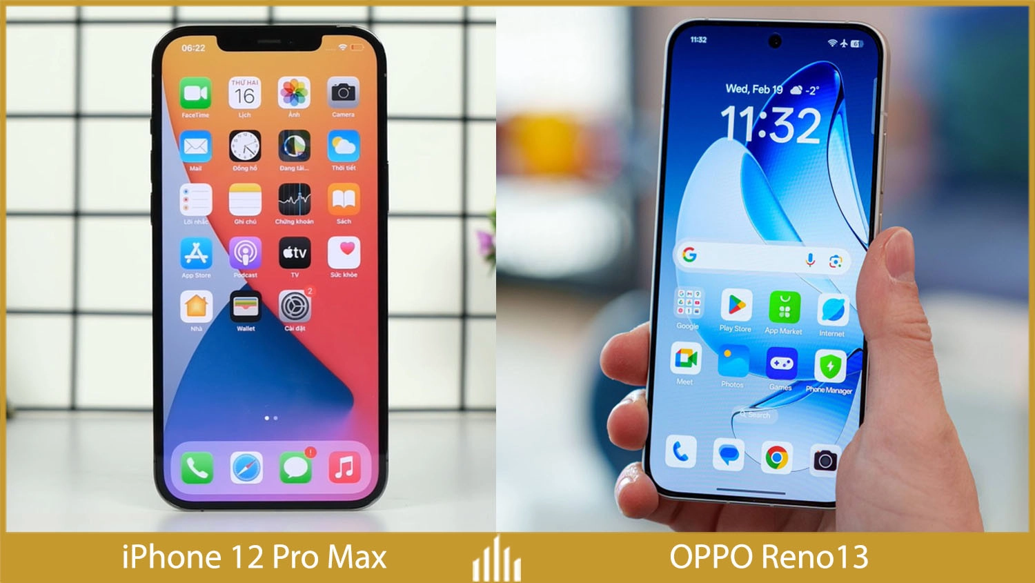 So sánh OPPO Reno13 vs iPhone 12 Pro Max: Màn hình