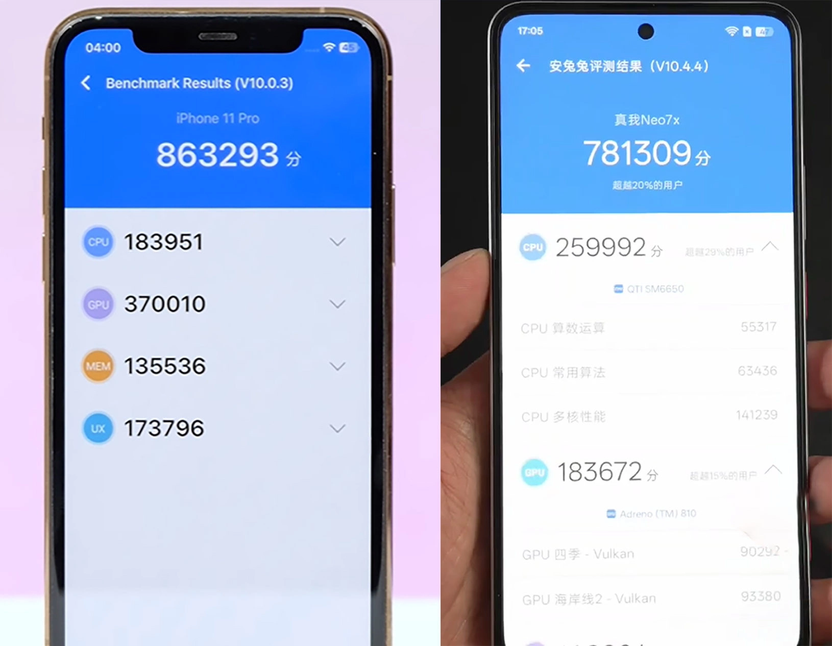 So sánh Realme Neo7x vs iPhone 11 Pro cũ: Hiệu năng